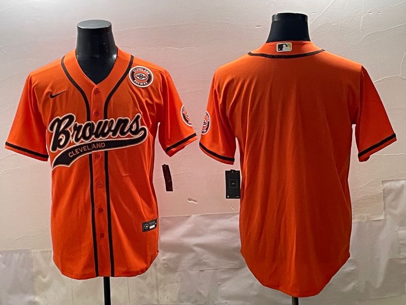 Men 2025 Cleveland Browns Blank Orange Joint Name Nike Limited NFL Jersey style 2